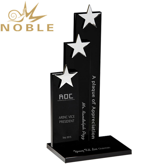 CIP-P53320-HR Dark Triple Star Tower Crystal Award
