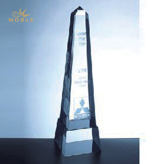 Engraved Crystal Tower Obelisk Trophy