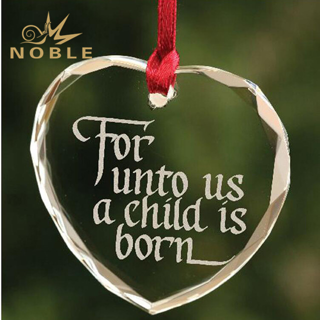 Engraving Clear Heart Glass Hanging Ornament for Wedding