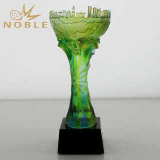 Noble Colorful Hand Blown Glass Trophy