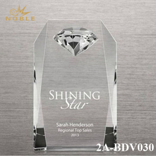 Clear Crystal Diamond Trophy