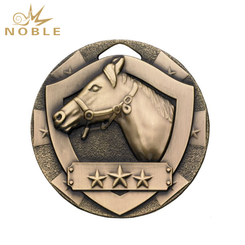 978---058 Bronze Mini Shield Equestrian Medal 50mm