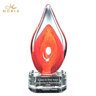 Delta Red Art Glass Trophy