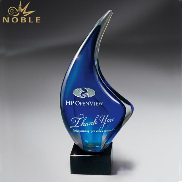 Fish Award Art Hand Blown Glass Trophy 