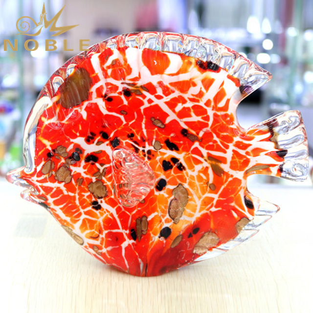 Red Art Glass Fish Sculpture