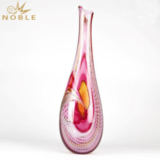 Pink Artistic Vase Art Hand Blown Glass Trophy 