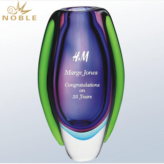 Colorful Award Art Hand Blown Glass Trophy 