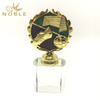 Gold Metal Football Trophy with Clear Crystal Base