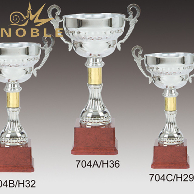 Silver Metal Cup Trophy with Red Base 