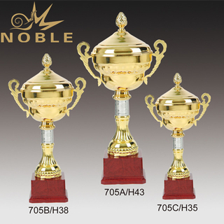 High Quality Gold Metal Cup Trophy with Red Base 