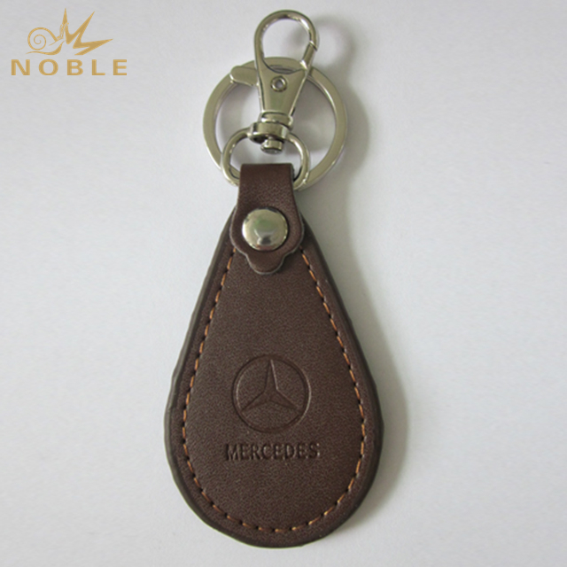 Custom Leather And Silver Metal Keychain