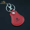Red Leather Keychain With Silver Key Ring 
