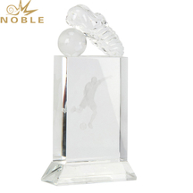 3D Laser Engraved Crystal Soccer Ball with Base