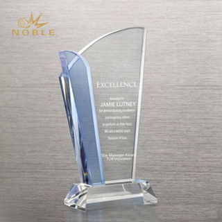  Crystal Light Blue Accent Trophy - Straight Edge 