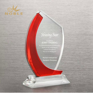 Crystal Light Red Accent Trophy - Curved Edge