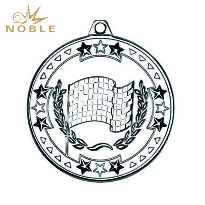 Metal Silver Flag Medal