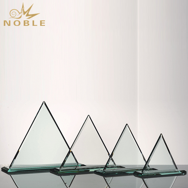 Triagnle Glass Trophy For Engraving