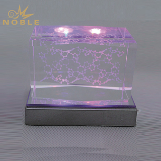 Crystal Cube With Silver LED Base