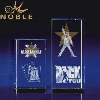 Custom 3d Laser Engraving Crystal Cube Trophy with Sandblasting 
