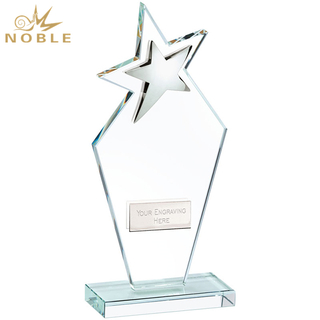 Glass Trophy With Metal Star And Name Plate