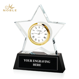 Crystal Star Award with Clock