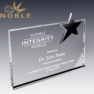 Crystal Wedge Award with Metal Star 