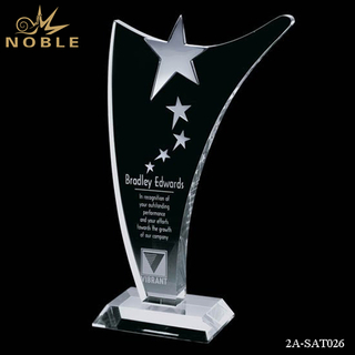 Silver Star Crystal Trophy With Clear Crystal Base