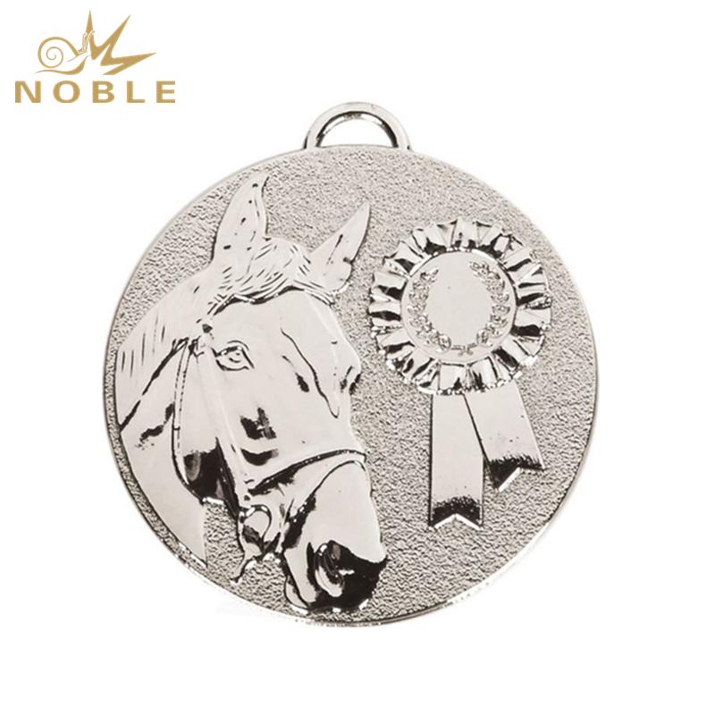 NB-MD996---069 Silver Target Horse Rosette Medal 50mm