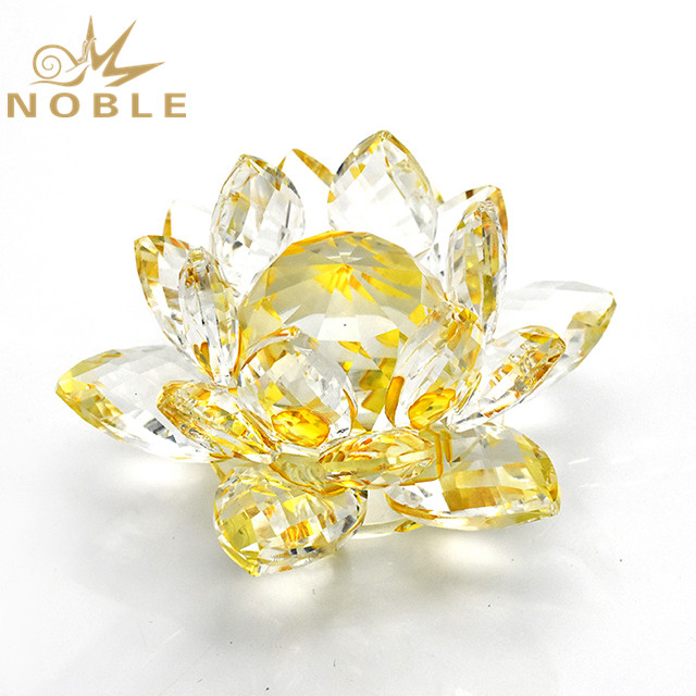 Noble Yellow Crystal Lotus For Wedding Gifts