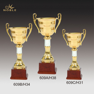 Metal Trophy Cup with Wood Base