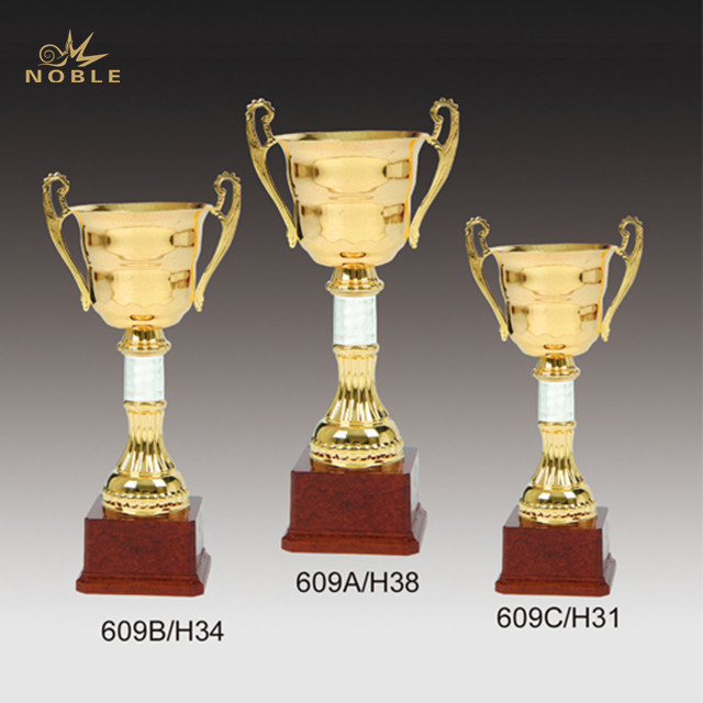 Metal Trophy Cup with Wood Base