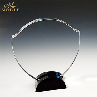 Blank Crystal Shield Award With Black Base