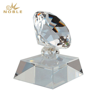 Crystal Diamond On Clear Pedestal Base. Laser Engraved