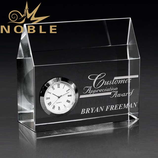 66---2A-VAC012 Optical Crystal House with Silver Clock