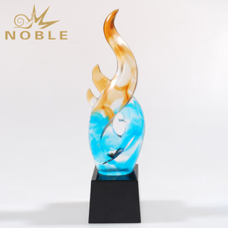 New Colorful Flame Hand Blown Glass Trophy
