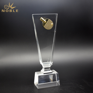 Crystal Trophy With Metal PingPang