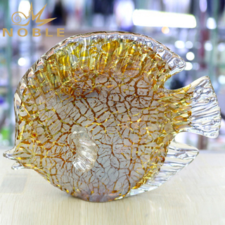 Golden Art Glass Fish Sculpture