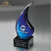 Blue Fish Award Art Hand Blown Glass Trophy 