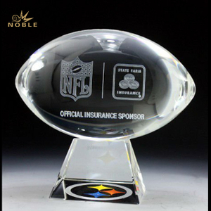 3D Laser Engraved Crystal Rugby Trophy 