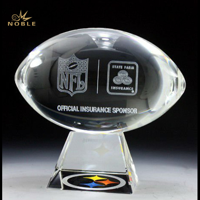 3D Laser Engraved Crystal Rugby Trophy 