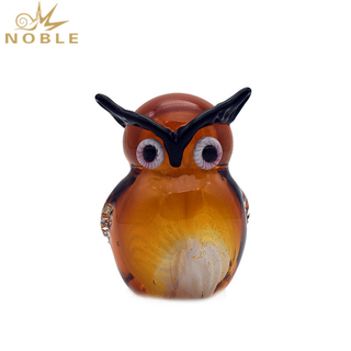 Gold Hand Blown Glass Owl As Home Decoration