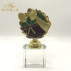 Gold Metal Badminton Trophy with Clear Crystal Base