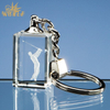 Golf Player Crystal Key Chain With Silver Finish Key Ring 