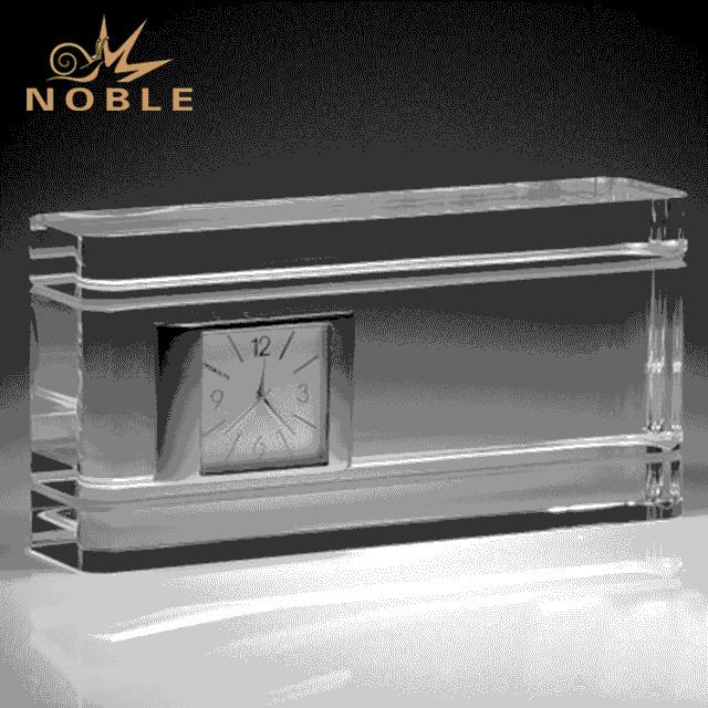 Rectangular Custom K9 Crystal Clock Award