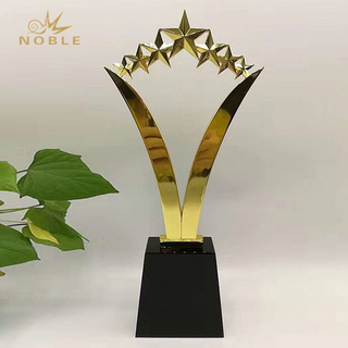 Gold Metal Star Trophy Award with Base
