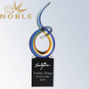 Engraved Free Form Art Glass Award on Black Base