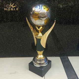 Soccer Ball Metal Cup with Black Base