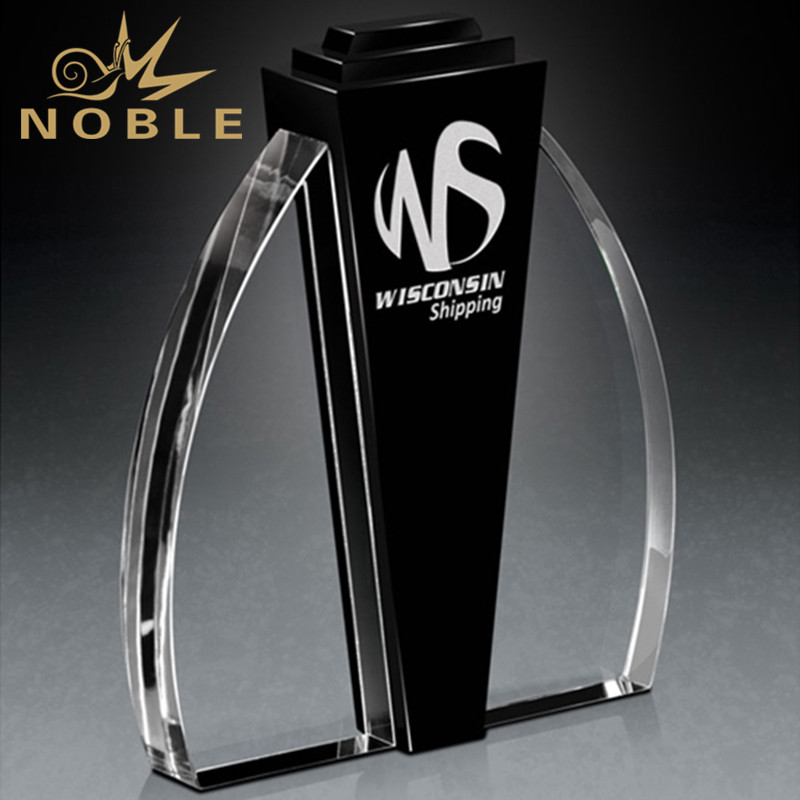 NB-CAW645---2A-VAC004 Clear and Black Optical Crystal Award