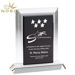 Crystal Trophy with Metal Stars