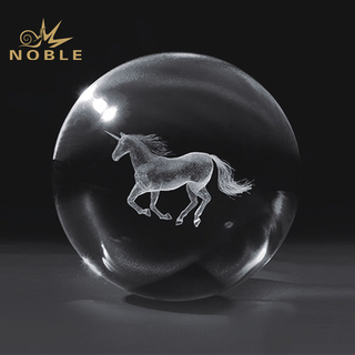 Horse Animal 3D Laser Engraved Crystal Ball 
